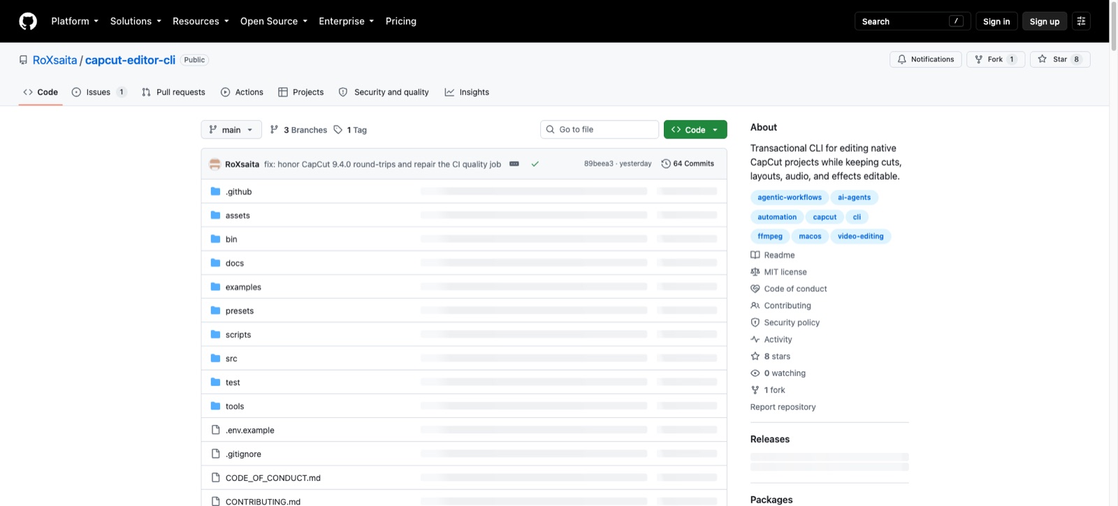 المستودع العام لأداة capcutctl على GitHub